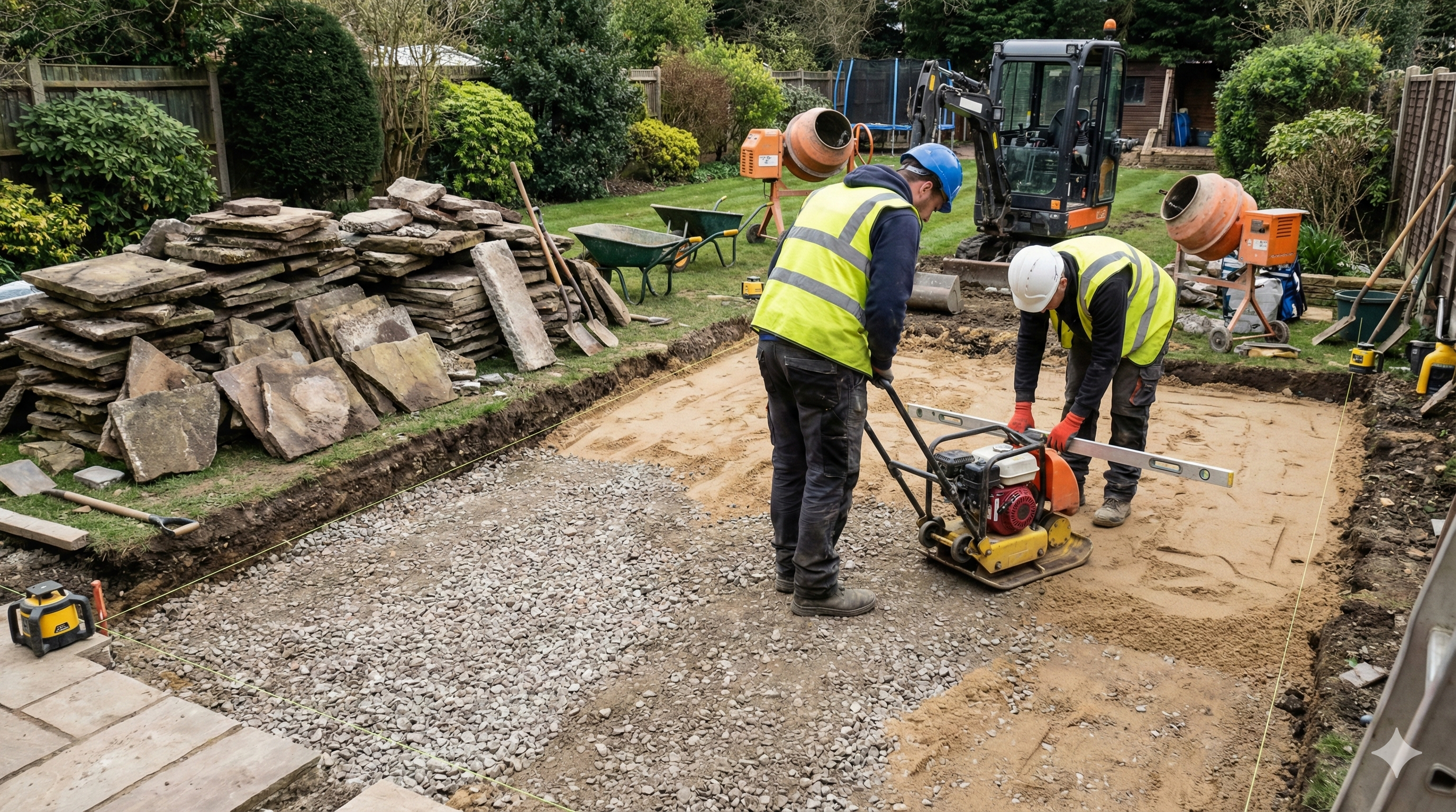 Fixing a failed patio often means rebuilding the base entirely to ensure long-term stability and proper drainage.