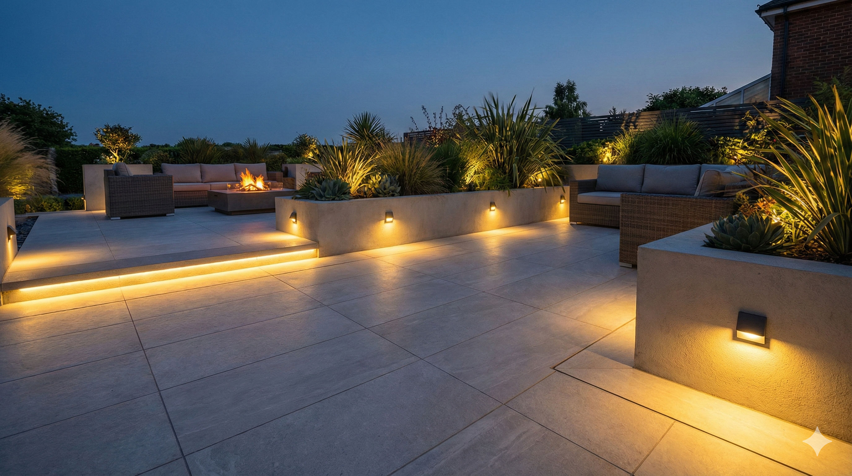 Integrated lighting enhances safety and ambience, keeping outdoor spaces functional and inviting even on dark winter evenings.