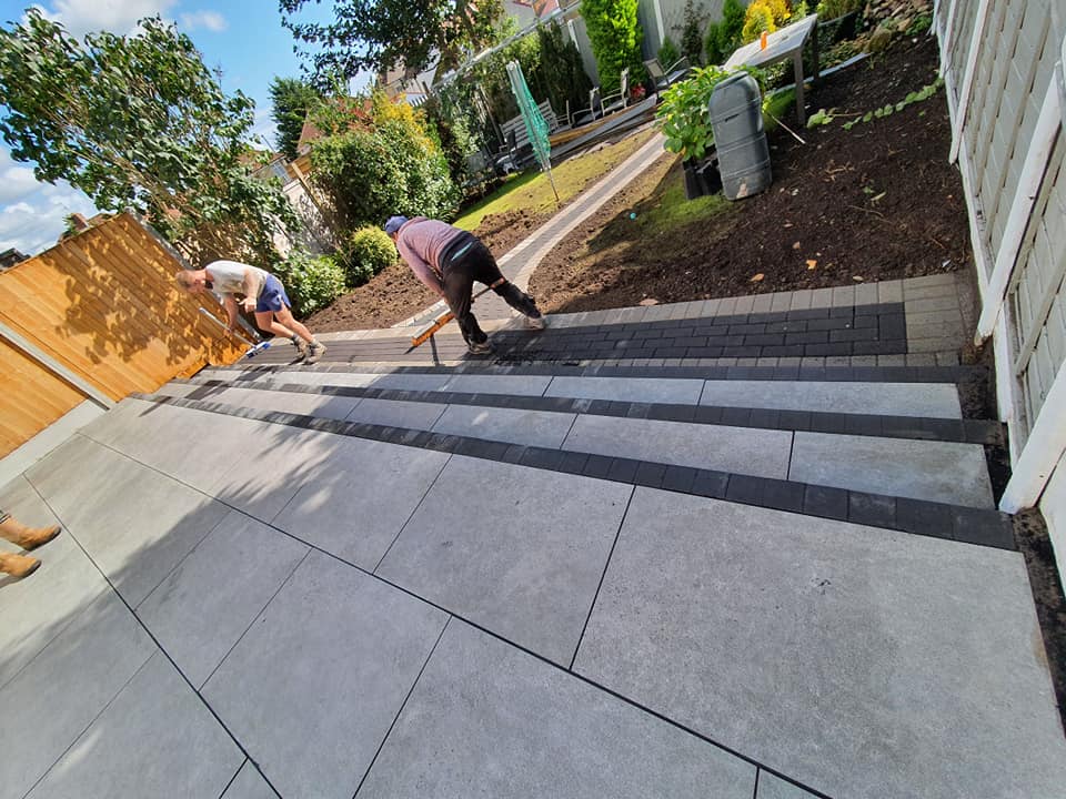 Grey Paving slabs with steps