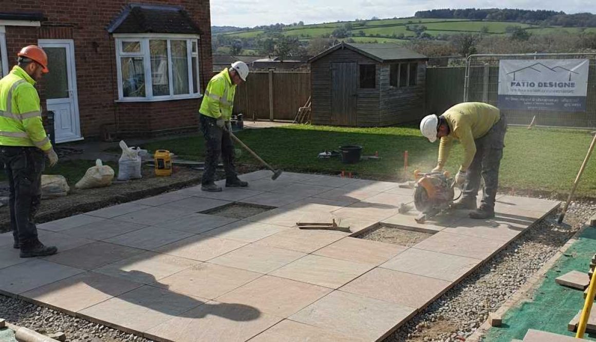 Patio Installation by Three Men