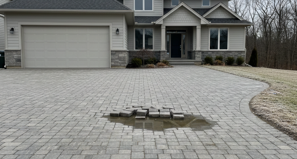 Shallow excavation and poor groundwork allow winter moisture to destabilise the surface above.