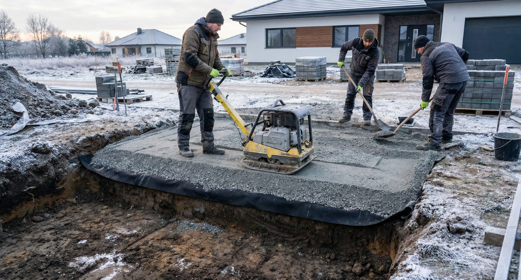 Correct groundwork preparation is essential for paving that survives winter conditions.