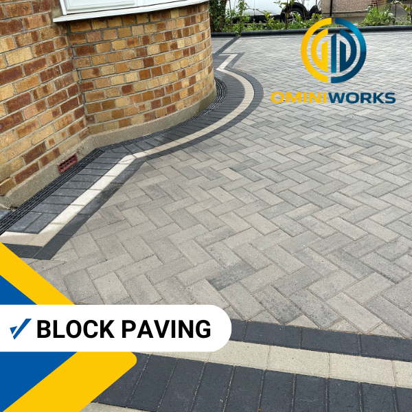 Newly laid block paving in Exeter showing a neat pattern, level finish and crisp borders