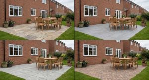 4-way split comparison of patio materials