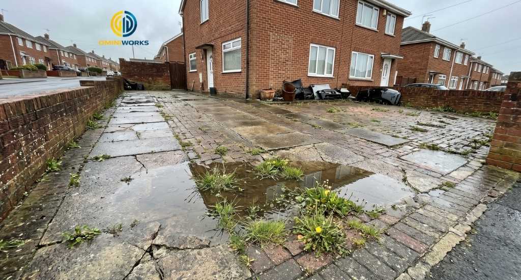 Residential driveway in Weston-super-Mare showing multiple common problems