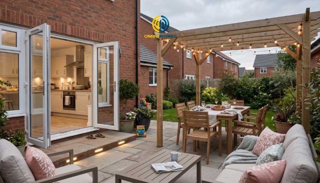Suburban garden patio in Weston-super-Mare
