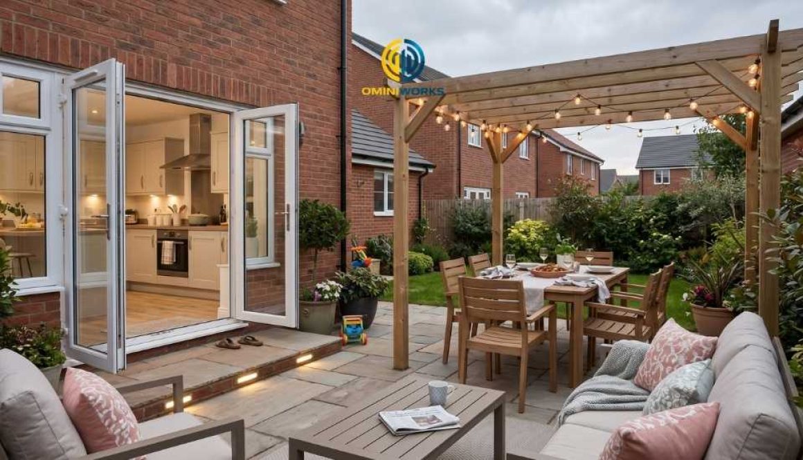 Suburban garden patio in Weston-super-Mare