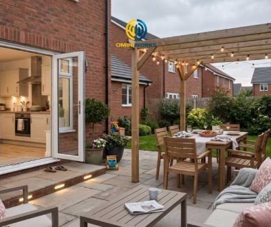 Suburban garden patio in Weston-super-Mare