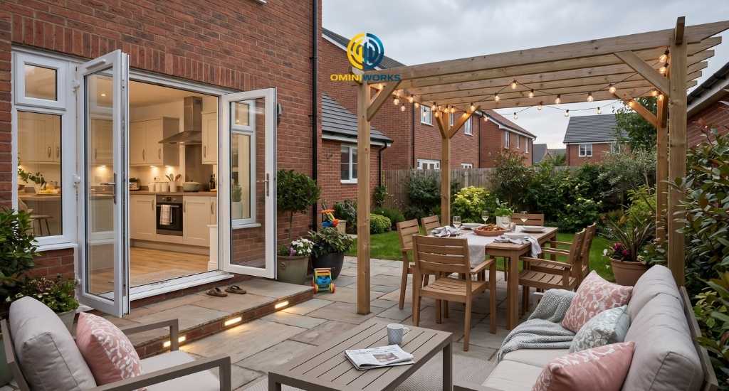 Suburban garden patio in Weston-super-Mare