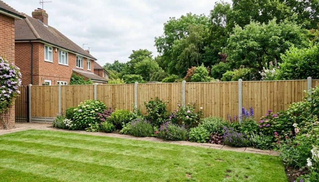 New close-board timber garden fencing installed along a boundary in Bridgwater