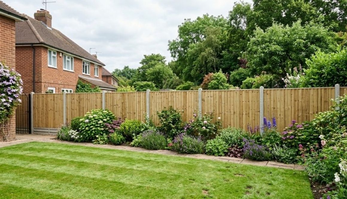 New close-board timber garden fencing installed along a boundary in Bridgwater