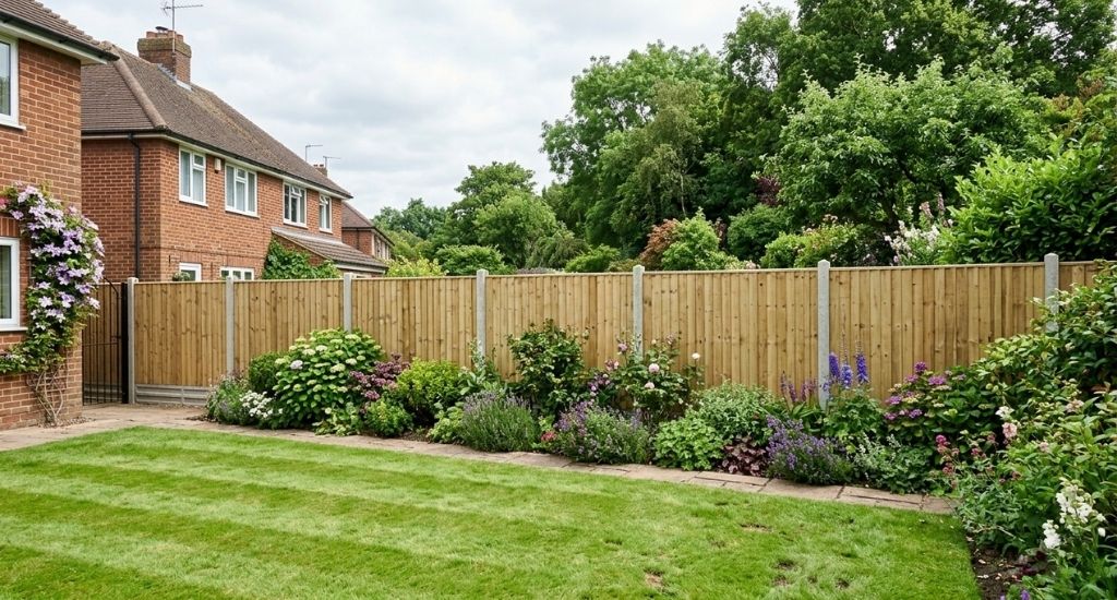 New close-board timber garden fencing installed along a boundary in Bridgwater